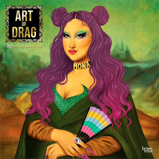 BrownTrout; Art of Drag OFFICIAL | 2027 12 x 24 Inch (Hanging) Monthly Square Wall Calendar | Foil Stamped Cover | Plastic-Free; Category:Wall Calendars; Image:1